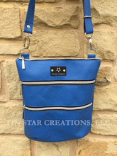 Blue Leather Triple Zip Bag