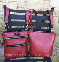 Red Leather Triple Zip Bag